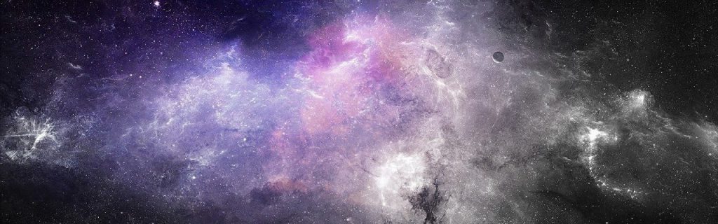 Emergence in cosmology workshop image: pink and purple nebula on black, starry background
