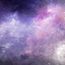 Emergence in cosmology workshop image: pink and purple nebula on black, starry background